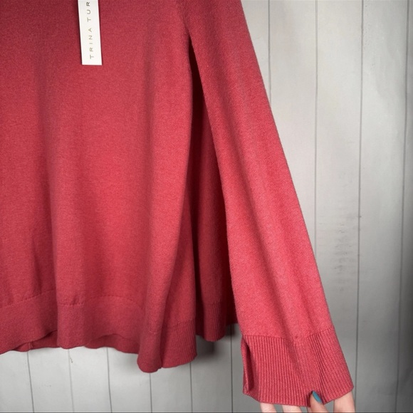 Trina Turk Batwing Sweater Open Drape Sleeve Pink Knit Quiet Luxury Lagenlook XS - Picture 4 of 11
